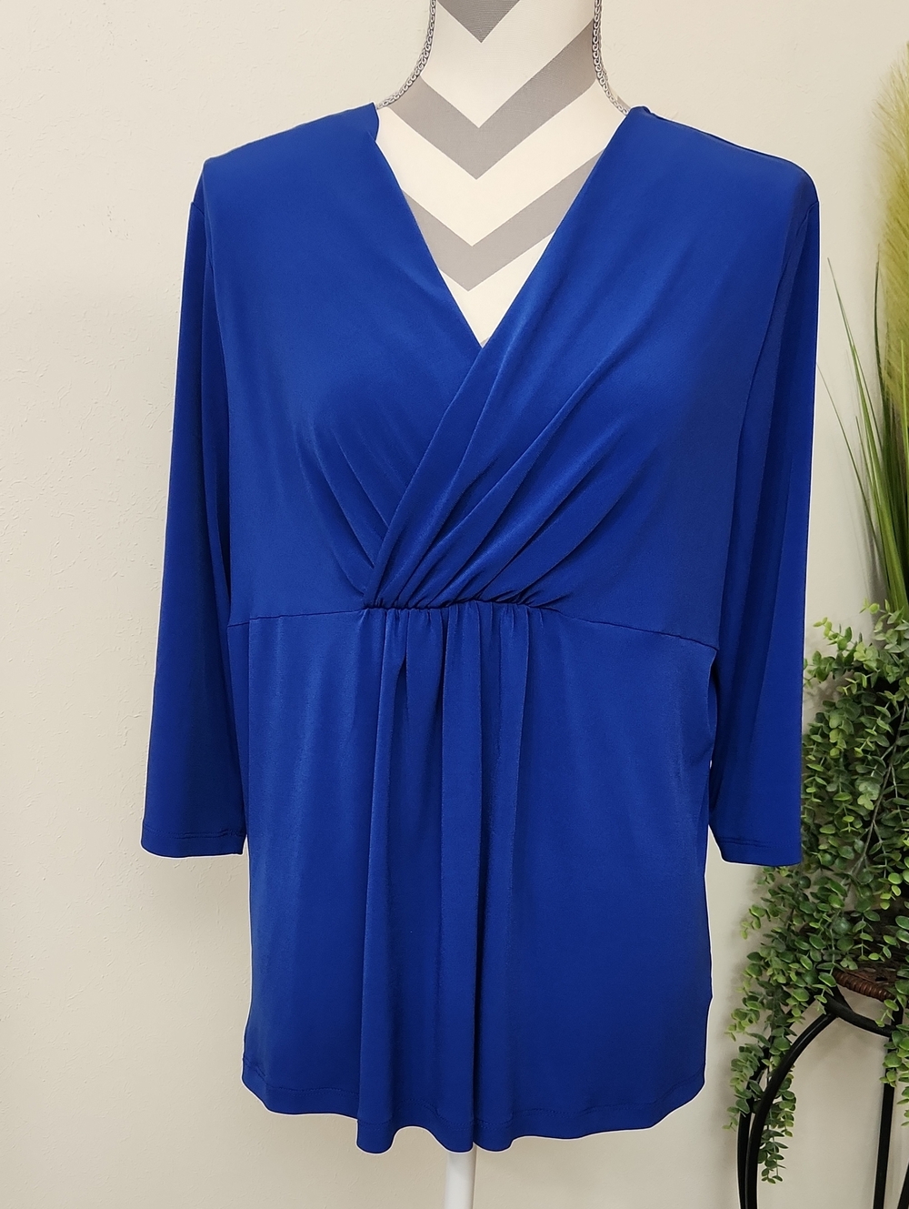 George Royal Blue Top with Pleaded Front